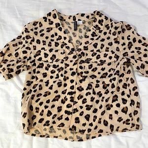 h&m leopard print blouse